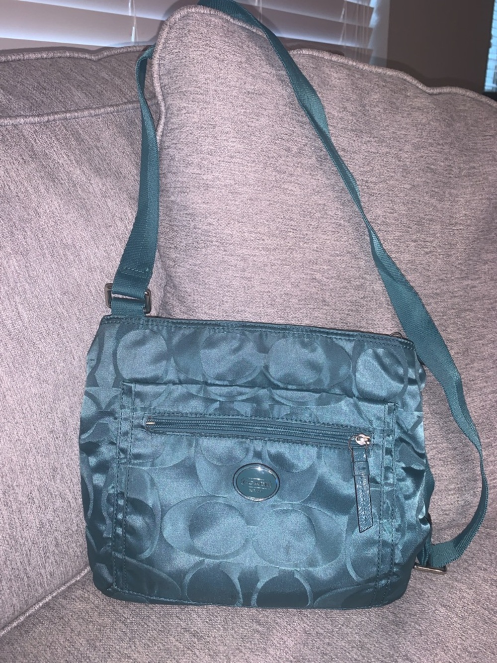 Coach Getaway Signature Nylon Crossbody File Bag in Turquoise